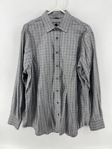 Kenneth Cole Reaction camicia con bottoni uomo grande 16-16,5 34-35 grigio a quadri non ferro - Foto 1 di 8