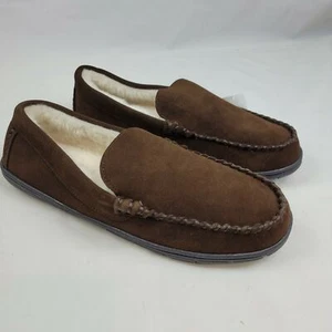 Lands' End Mens Suede Leather Moccasin Slippers NWT - Picture 1 of 12