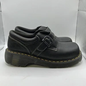 Dr Martens Mary Jane Platform Clogs Shoes Black Leather Buckle Womens 10 Vintage - Picture 1 of 15