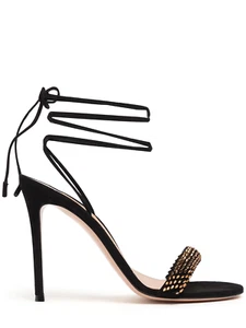 GIANVITO ROSSI 105 $1395 Black Suede Sandals New & Authentic - Picture 1 of 4