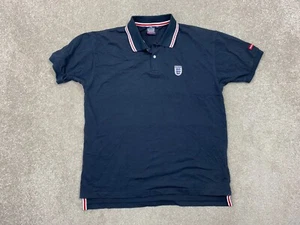 Admiral England Three Lions Football Polo Shirt Navy Blue - Size L pit-pit 23" - Picture 1 of 19
