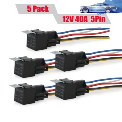 1-5Pack DC 12V 30/40 Amp Car SPDT Automotive Relay 5 Pin With Harness Socket Set - Image 1 of 4