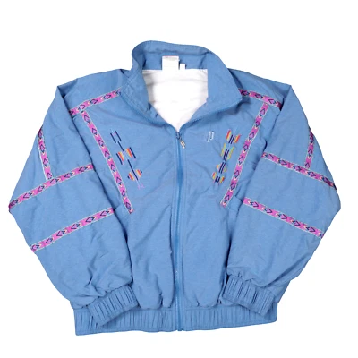 Vintage Prince Tennis Jacket Women Small 90s Blue Windbreaker Aztec Southwest - Image 1 of 4