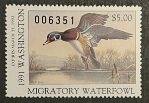 Travelstamps: 1991 US Washington Duck Stamp - Migratory Waterfowl Mint MNH OG - Picture 1 of 5
