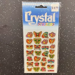 Vintage Stickers Butterfly Roses Twin Seven Crystal Sticker 3D Holographic Domed - Picture 1 of 8
