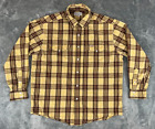 Carhartt Pearl Snap Shirt Men's Medium Plaid Long Sleeve Yellow Brown