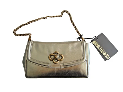 ROBERTO CAVALLI 单肩包,链条,金色,晚上,全新 1300 美元 — 第 1/4 张图片