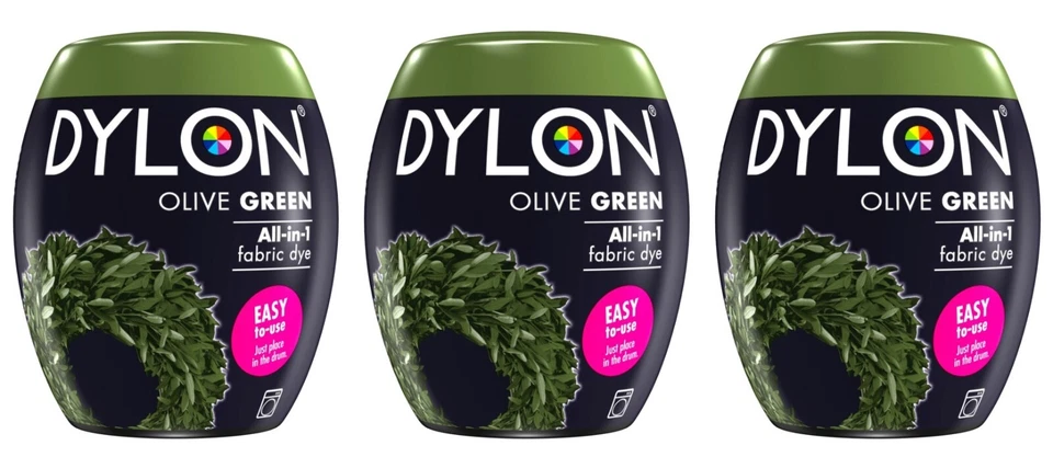 3x Dylon All-in-1 Washing Machine Fabric & Clothes Dye Pod - Olive Green - Image 1 of 1