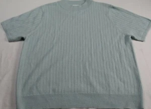 Liz Baker Women's Textured Stripes Pullover Short sleeve Metallic sky Blue Sz 1X - Picture 1 of 11