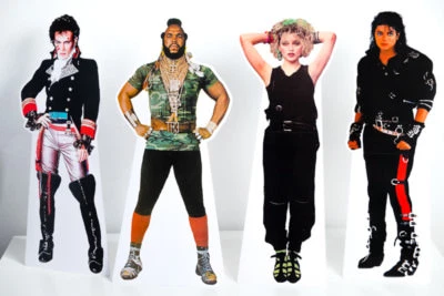 80S MATERIAL GIRL 80s Party Decorations 80s Stars Cutouts Table Top Stand Ups 42.5cm high