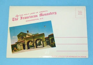 1950's Souvenir Travel Fold Out Postcard FRANCISCAN MONASTERY Washington D.C. - Picture 1 of 5