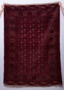 Antico tappeto tribale turkmeno tessuto a mano 73" x 49" fine dettaglio rosso orientale - Foto 1 di 6