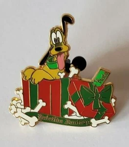 Disney Yuletide Fantasy Tour Pin Pluto in Christmas Present with Bones 74550 - Picture 1 of 1