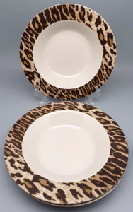 Juego de 3 cuencos de sopa con borde estampado de leopardo de gres 222 Fifth Nick & Nora JUNGLE JIM 2 - Imagen 1 de 5