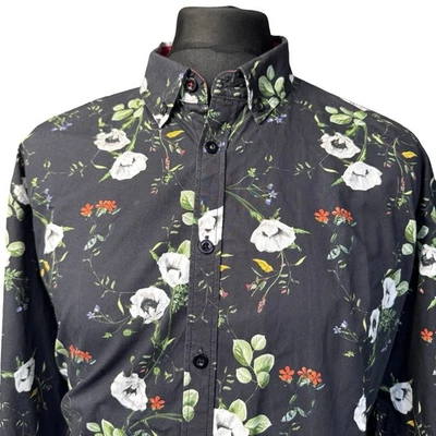 JOE BROWNS Shirt Mens XL (46-47") Long Sleeve in Black Floral Design - Изображение 1 из 4