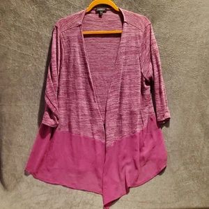 Lane Bryant 18/20 Purple Waterfall Cardigan Chiffon Hem Plus Size Open Front Top - Picture 1 of 4