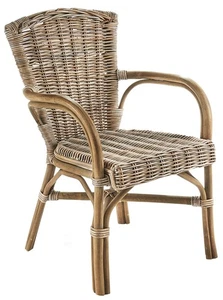 Kobolo Rattanstuhl Stuhl YORK aus Rattan geflochten - kubu grey - mit Armlehnen - Bild 1 von 6