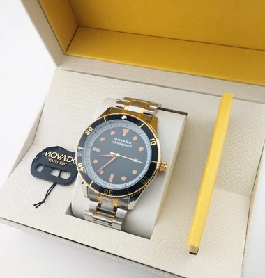 Movado Men's Calendoplan S 2-Tone 18k G/P SS W/Black & Orange Dial: New-In-Box - Image 1 of 4