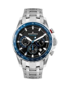 JACQUES LEMANS Men Analog Quartz Casual Watch Classic Dress Black Dial Waterproo - Picture 1 of 6