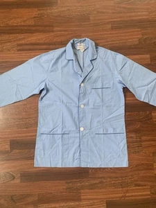 Christian Dior Pajama Shirt Mens Medium Blue Button Front Sleepwear Long Sleeve - Picture 1 of 6