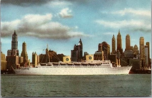 Postal de crucero vintage de los años 40 SWEDISH AMERICAN LINE "MS KUNGSHOLM" cromada - Imagen 1 de 2