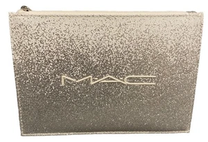 Bolsa de Maquillaje Cosmético MAC Edición Limitada Tela Blanca/Plateada 8"x5" NUEVA AUTÉNTICA - Imagen 1 de 4