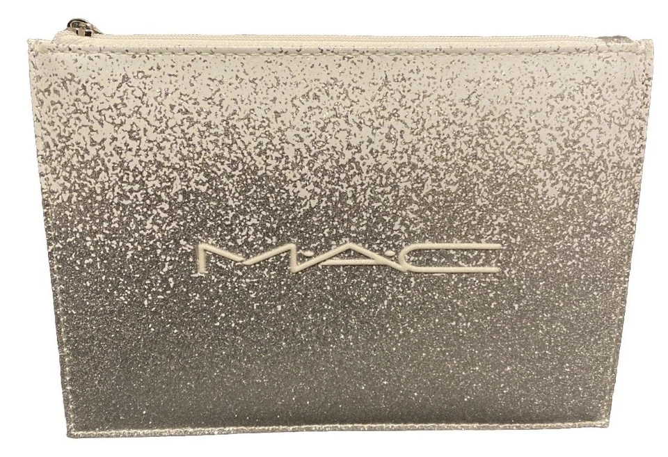 MAC Limited Edition White/Silver Fabric Cosmetic Makeup Bag 8"x5" NEW AUTHENTIC - Image 1 of 4