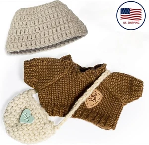 3PCS Handcrafted Crochet Doll Clothes - Knitted Sweater,Hand-Crocheted Hat&Bags - Picture 1 of 4