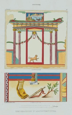 G. BUTTAZZON (18.Jhd), Tempelarchitektur mit Hund, um 1770, KSt. Römisch - Bild 1 von 4