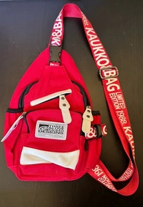 KAUKKO Sling Bag Red Canvas Crossbody “Three & Love” Limited Edition 1988 Logo - Bild 1 von 9