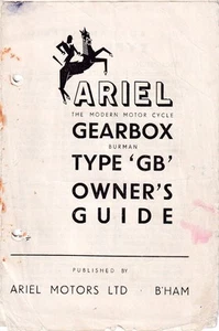 ARIEL & Matchless BURMAN GB Gearbox ~ 1952 ~ Owner's Guide MANUAL B52 Boy Racer - Picture 1 of 2