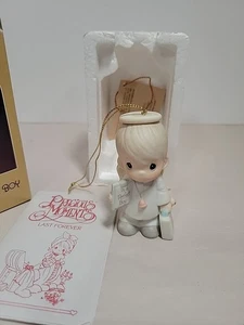 1986 Precious Moments Christmas Ornament Boy Angel 102415 It's A Perfect Boy - Picture 1 of 12