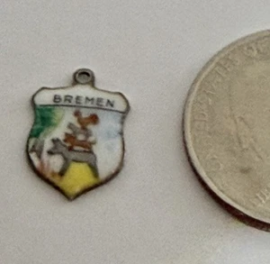 Vintage Bremen Germany Wappen 800 Silber Emaille Schild Armband Charm - Bild 1 von 3