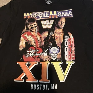 1998 WrestleMania XIV WWE Shawn Michaels VS Stone Cold Black Large T-Shirt - Bild 1 von 6
