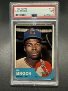 1963 Topps Baseball #472 Lou Brock PSA 7 Chicago Cubs Salón de la fama - Imagen 1 de 2