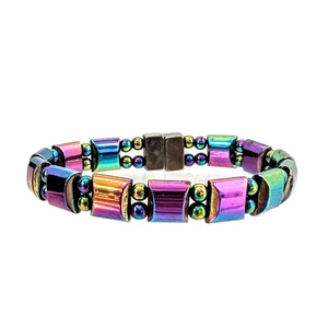Bracciale SRHM 100% Magnetico Arcobaleno Ematite Terapia 7,5" - Foto 1 di 7