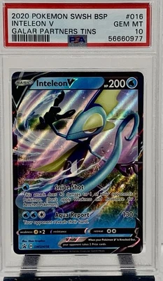 2020 POKEMON SWSH BLACK STAR PROMO GALAR PARTNERS TINS #016 INTELEON V PSA 10 - Image 1 of 2