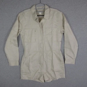 Outerknown Strampler Damen klein hellbraun Bahnhofsanzug Shortall Freizeit Reißverschluss Utility - Bild 1 von 12