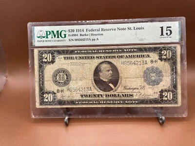 1914 FR - 994 $20.00 Federal Reserve Note Saint Louis Choice Fine F 15 - Image 1 of 4