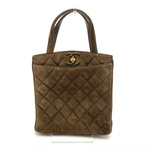 CHANEL CC Matelasse Vertical tote Hand Bag Tote Bag suede Brown - Picture 1 of 13