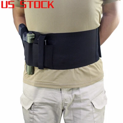 Belly Band Holster pistol Concealed Carry with Magazine Pocket& 2 Elastic Straps