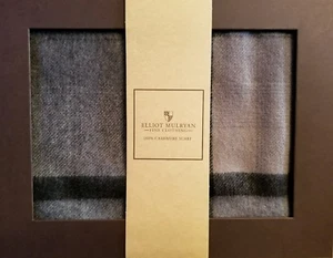 Elliot Mulryan Men's Fine Clothing 100% Cashmere Brown and Gray Plaid Scarf - Picture 1 of 3