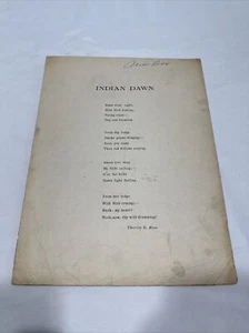 Indian Dawn Poem by Charles O. Roos Music by J.S. Zamecnik Sheet Music 1924 - Picture 1 of 3