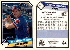 Mike Berger 1989 CMC Oklahoma City 89ers #11 Card *AutographDen*