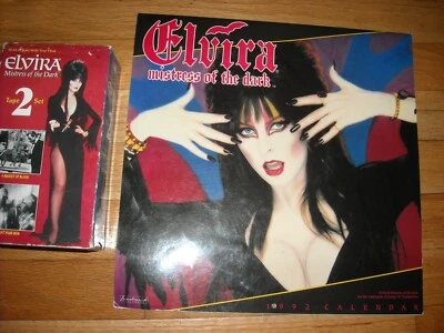 ELVIRA 1992 calendar and VHS 2 tape set 1994 Bucket of Blood/I eat your skin - Image 1 of 4