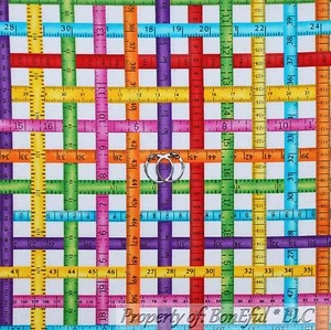BonEful Fabric FQ Cotton Quilt White B&W Red Pink Girl Tape Measure Small Stripe - Picture 1 of 8