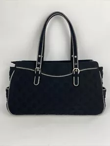 Vera Bradley Black Microfiber Handbag w/ Checked Piping Detail Nice! - Picture 1 of 15