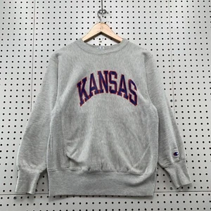 VTG 80s Kansas Champion Reverse Weave Sweatshirt Mens Small Gray USA 20x24 - Picture 1 of 18