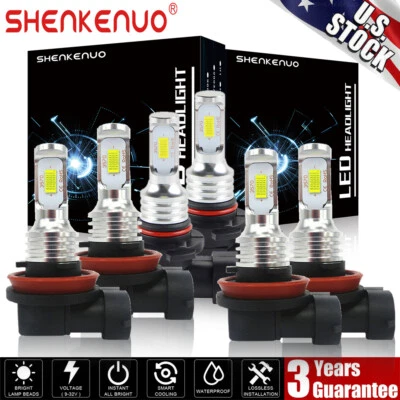 For Saturn Outlook 2007-2010 LED Headlight Hi/Lo Beam+Fog Light Bulb Combo 6000k Foto 1 de 4