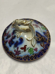 Antique Floral Flow Blue Lid To flow blue coffee tea pot Replacement Part - Picture 1 of 8